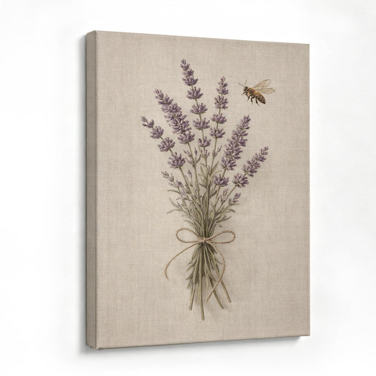 Botanical Wall Art for Living Room, Vintage Floral Canvas Prints, Boho Lavender Framed Wall Decor, Prints Watercolor Plant Pictures for Bedroom Bathroom 16x24 Inch