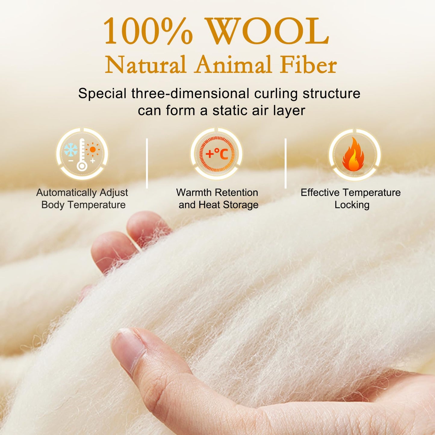 YOUR MOON Luxurious All Season Wool Comforter Queen Size, 100% Natural Australian Wool Filling, Hypoallergenic Comforter Duvet Insert, Noiseless Cotton Shell (White)
