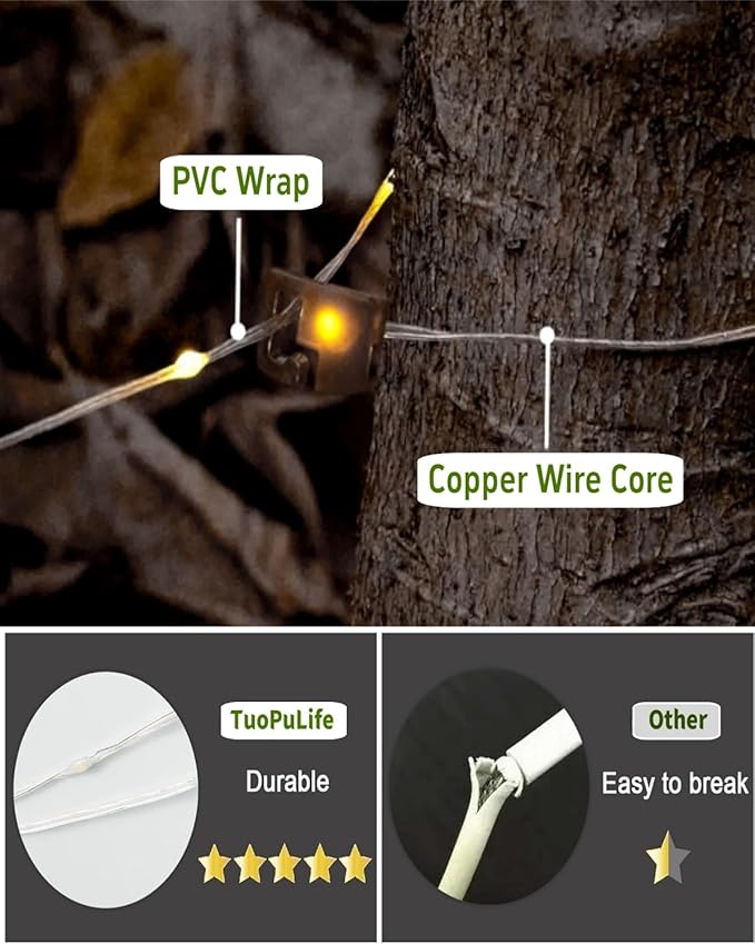 Solar Camping String Lights, 32.8 FT Fairy String Light, 4 in 1 Portable Waterproof Camp Lamp with 8 Lighting Modes, Hanging Rechargeable Tent Lantern for Christmas Decorations Patio Party Essentials