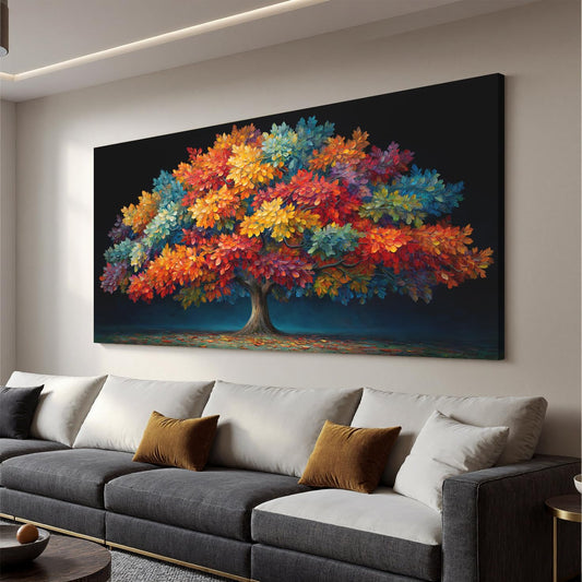 YISXINOAG Canvas Wall Art Modern Wall Decor Colorful Tree of Life Wall Art Colorful Tree Paintings Modern Home Decor Landscape Pictures for Bathroom,Dining Room Ready to Hang Size 20"X40"