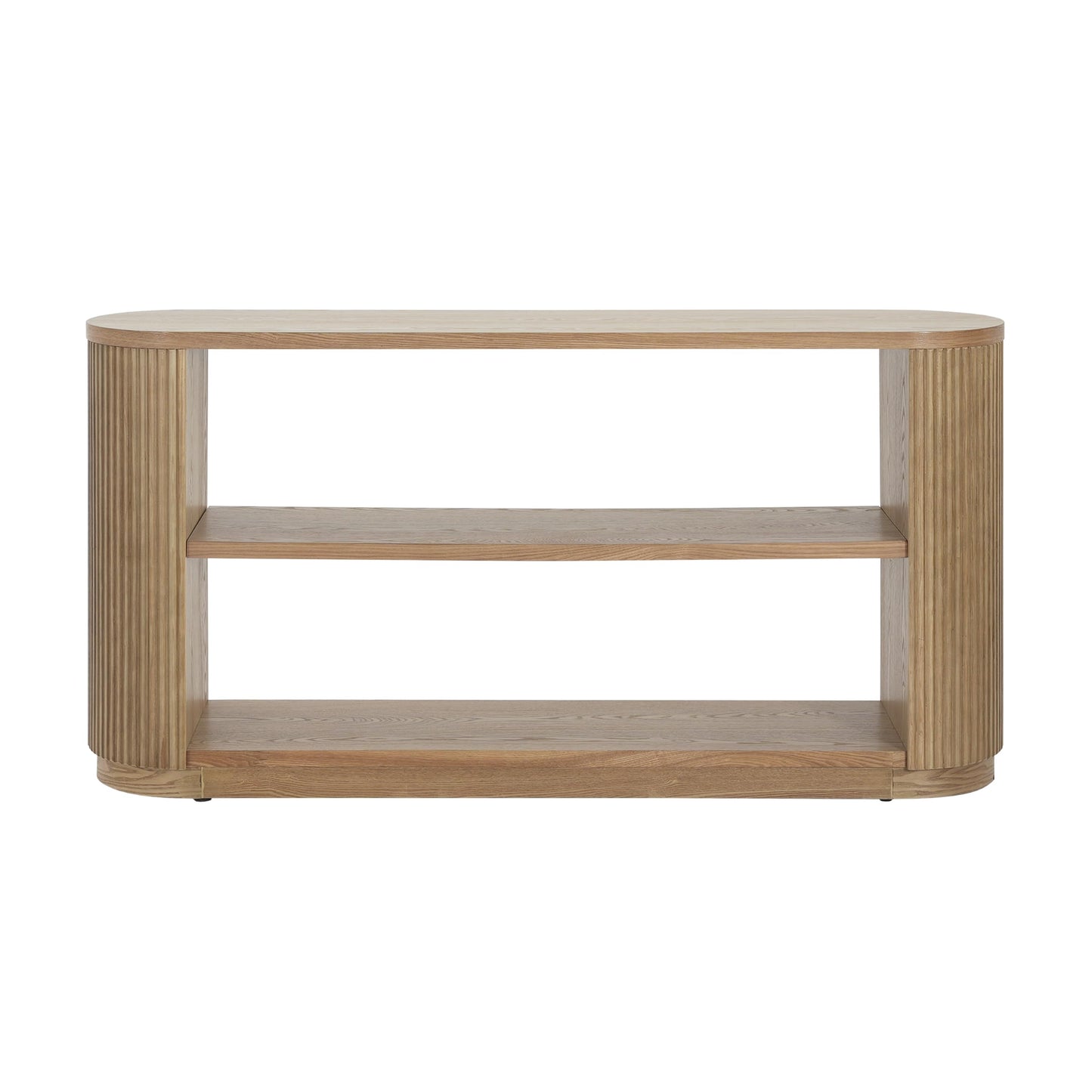 Christopher Knight Home Mirod Sofa Table with 3-Tier Open Shelves, Entryway Console Table, Narrow Wooden Couch Tables, Wide Space to Display, Spacious Storage Shelf for Living Room Hallway, 58"Natural