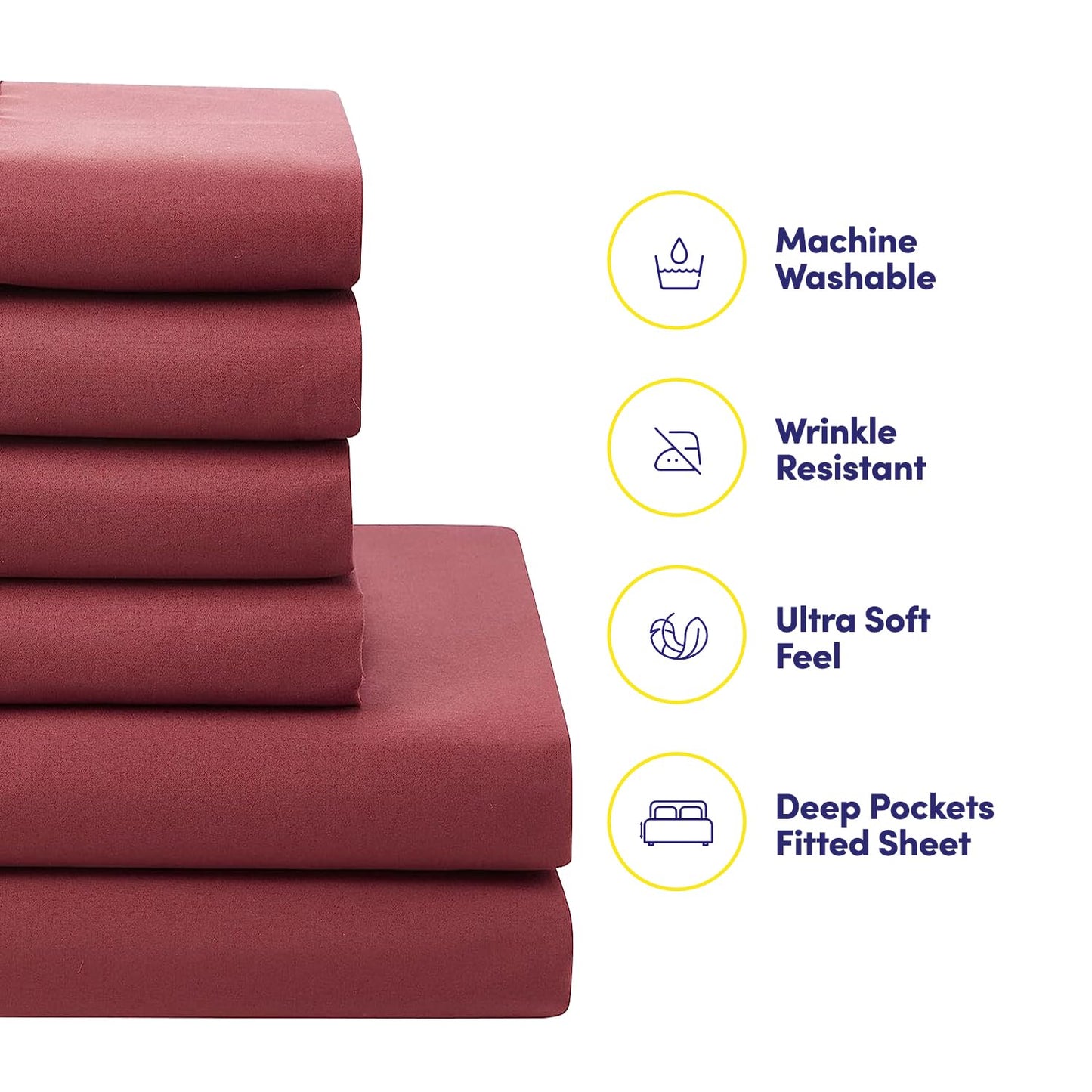 Sweet Home Collection 7 Piece Comforter Set Bag Solid Color All Season Soft Down Alternative Blanket & Luxurious Microfiber Bed Sheets, Burgundy, Queen