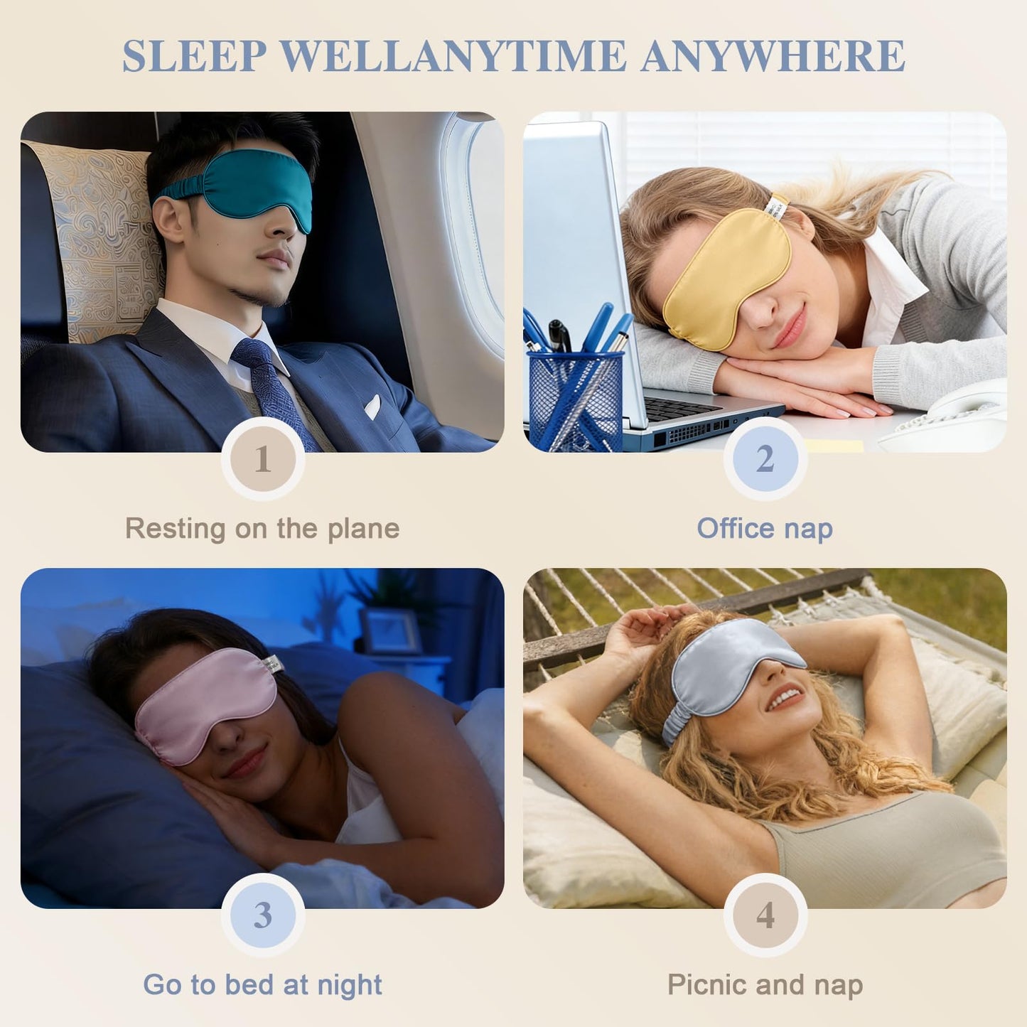 Doitory Silk Sleep Mask,Eye Mask for Sleep Women Men,Mulberry Sleeping Mask with Adjustable Strap,Blindfold Blackout Eye Mask for Travel and Full Night's Sleep,Nap