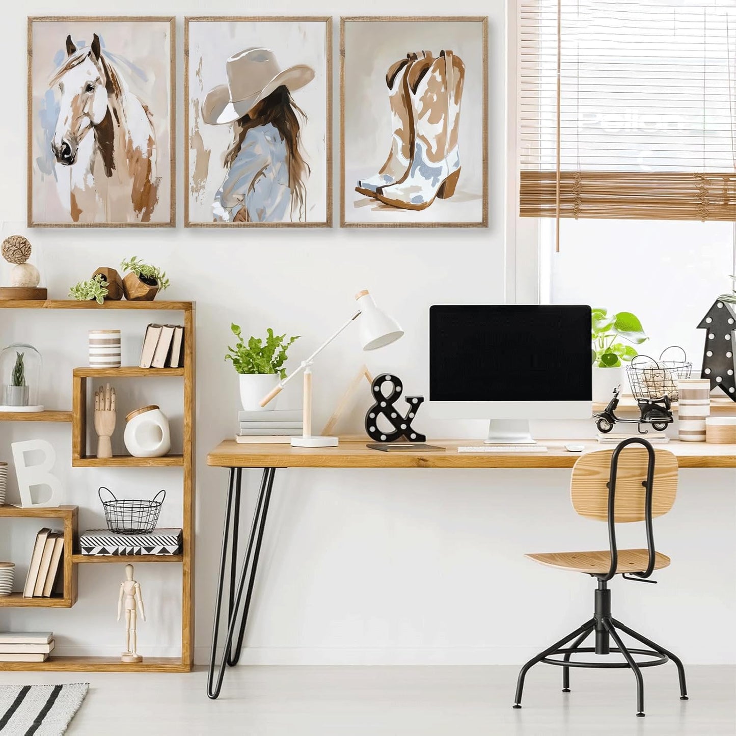 3Pcs Cowgirl Wall Art horse pictures wall decor cowboy boot Wall Decor Pictures western girls bedroom Canvas Posters Printsfor Room Bedroom Dorm Home Decoration 12x16in Unframed