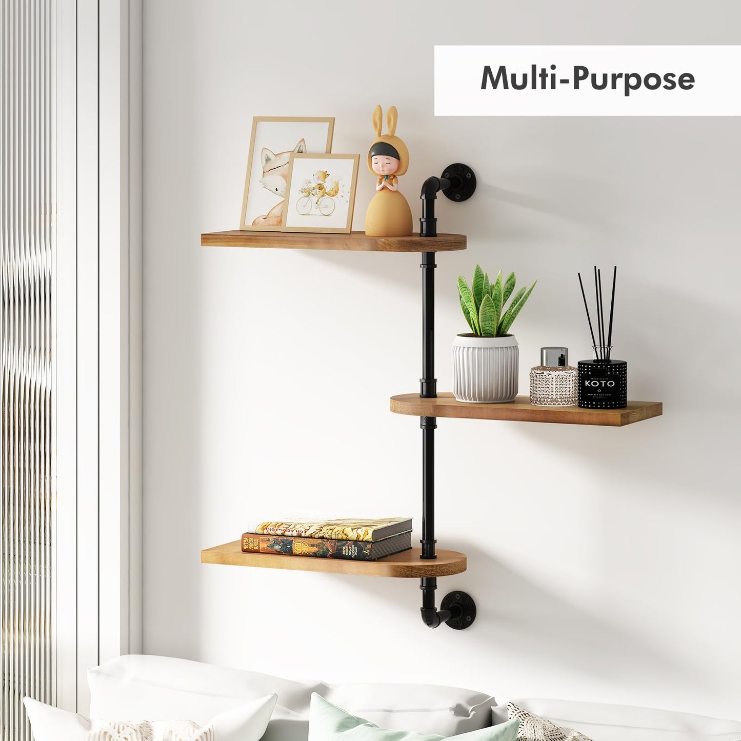 OtGalk 3-Tier Rotating Window Plant Shelf,Wooden Indoor Plant Stand