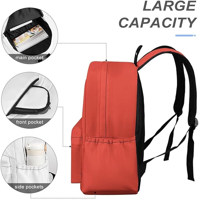 Vermilion Backpack Adult Travel Daybag for Women Men College Backpack for Vacation Hiking Camping Bag