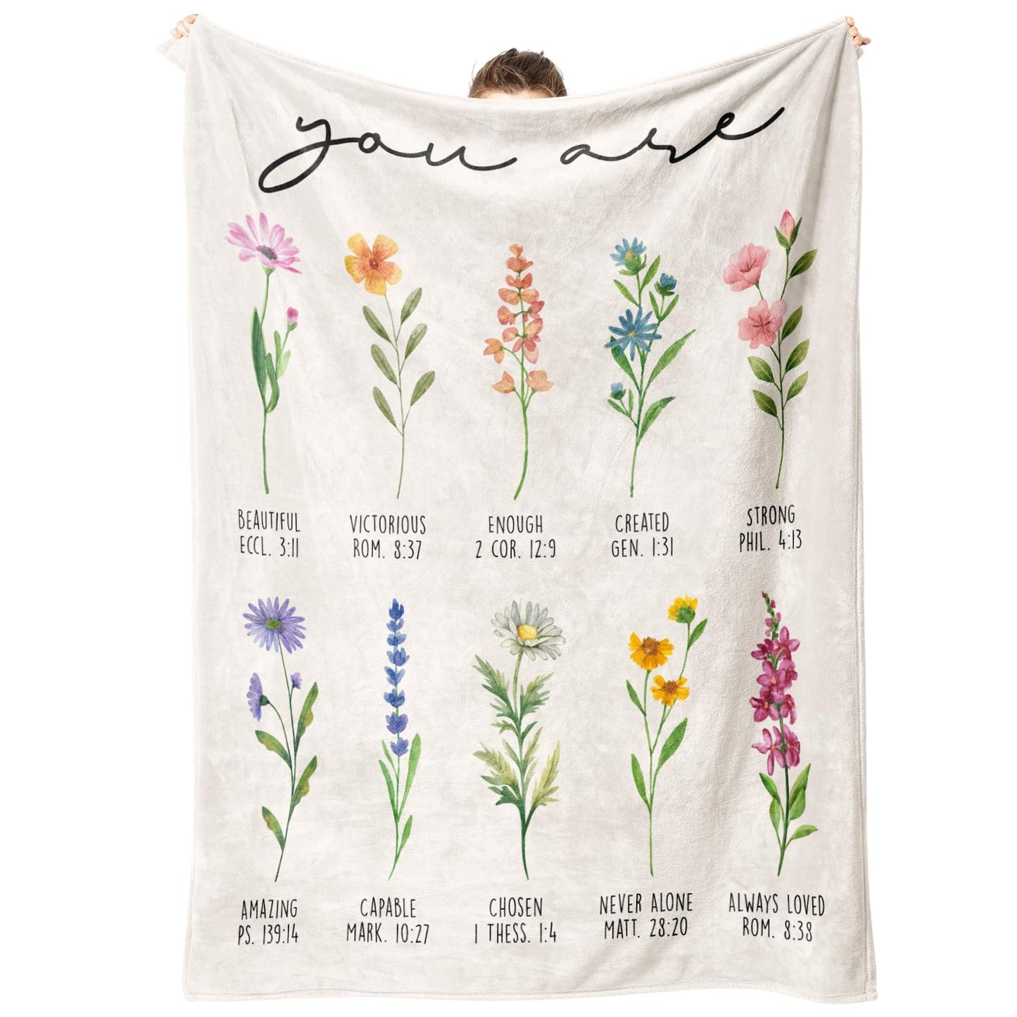 Afterprints Christian Gifts for Women, Christian Blanket with Flowers, Birthday Gifts for Women, Christmas, Inspirational, Religious Gifts for Sister, Friend, Daughter, Soft Throw Blankets 50'' x 60''
