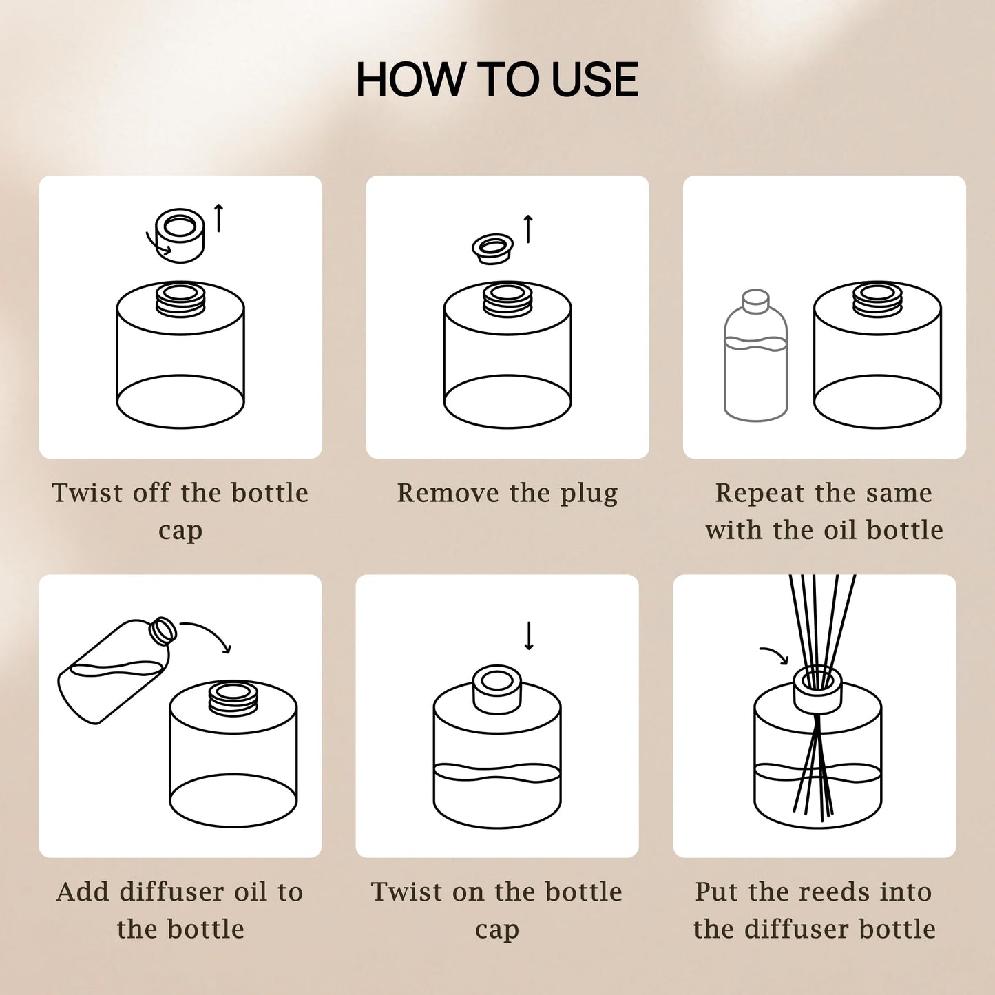 VINEVIDA Reed Diffuser for Home & Bathroom | Long-Lasting Scent Sticks Set | Oil Stick Diffuser | Bathroom Scent - Room Fragrance No. 1304 - Inspired by: Santal