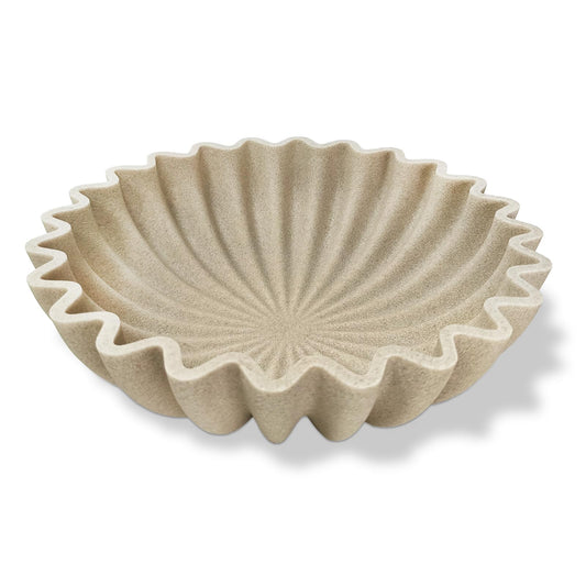 Decorative Fruit Bowl for Kitchen Counter, Large Decorative Bowl Modern Handicraft Bowl for Home Decor, Stylish Key Bowl for Entry Table, Coffee Table Decor, Home Decor Accent, Artificial Stone Beige