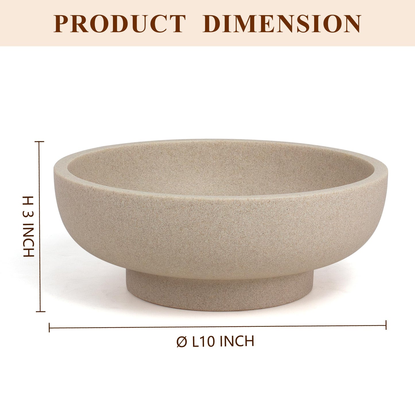 YMXYJM Large Decorative Bowl, Modern Resin Fruit Bowl for Kitchen Counter, Handmade Bowl for Home Decor, Stylish Key Bowl for Entry Table & Shelf, Artificial Stone Beige
