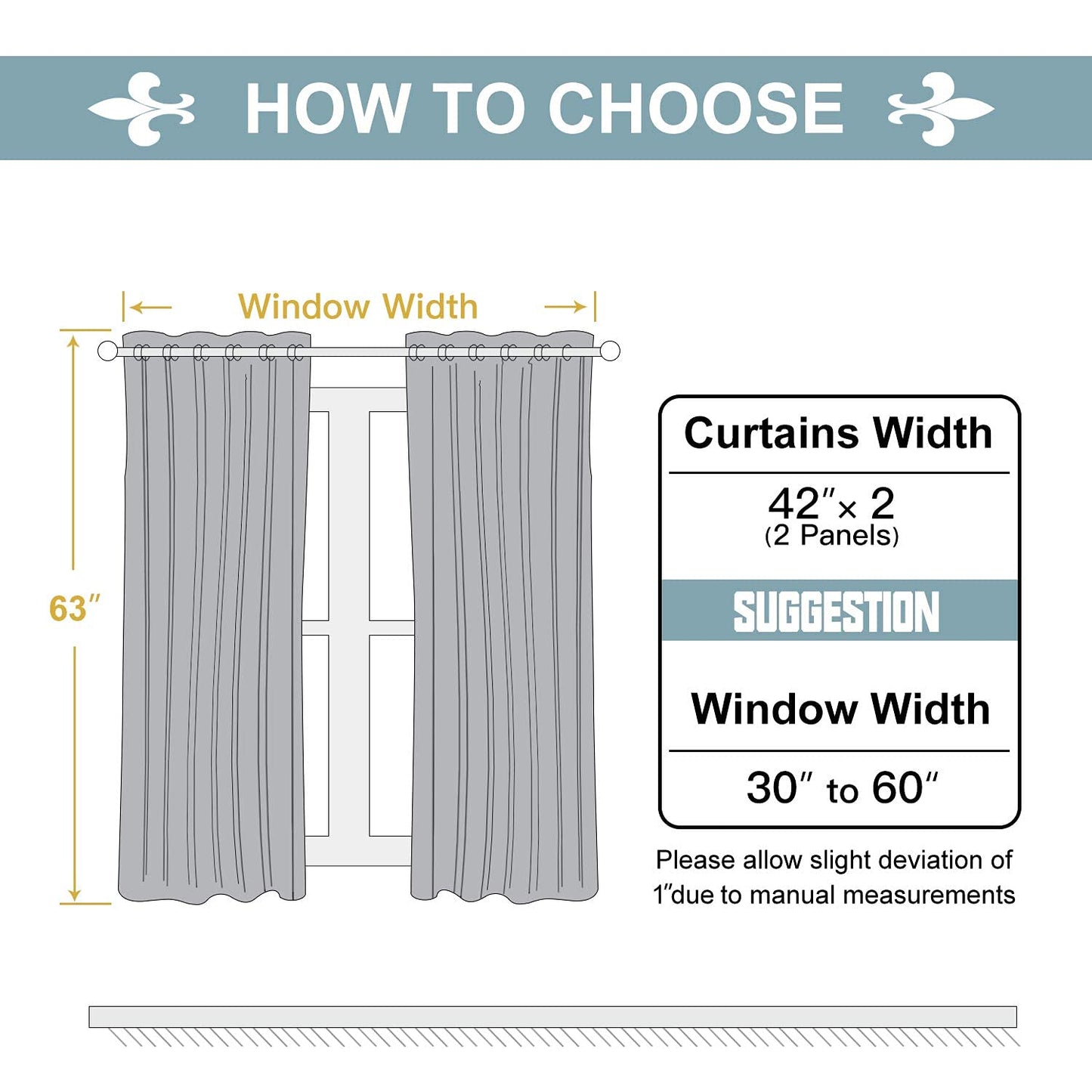 ChrisDowa Grommet Blackout Curtains for Bedroom and Living Room - 2 Panels Set Thermal Insulated Room Darkening Curtains (Light Grey, 42W x 63L)