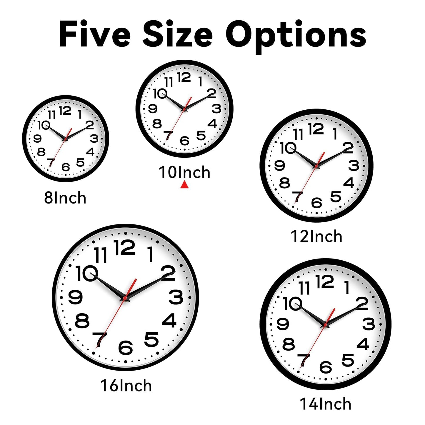 Roymnie Wall Clock Silent Non-Ticking Modern Clock Battery Operated 10 Inch Classic Analog Decorative for Classroom, Living Room, Office, Bedroom, School, Hotel (Black)