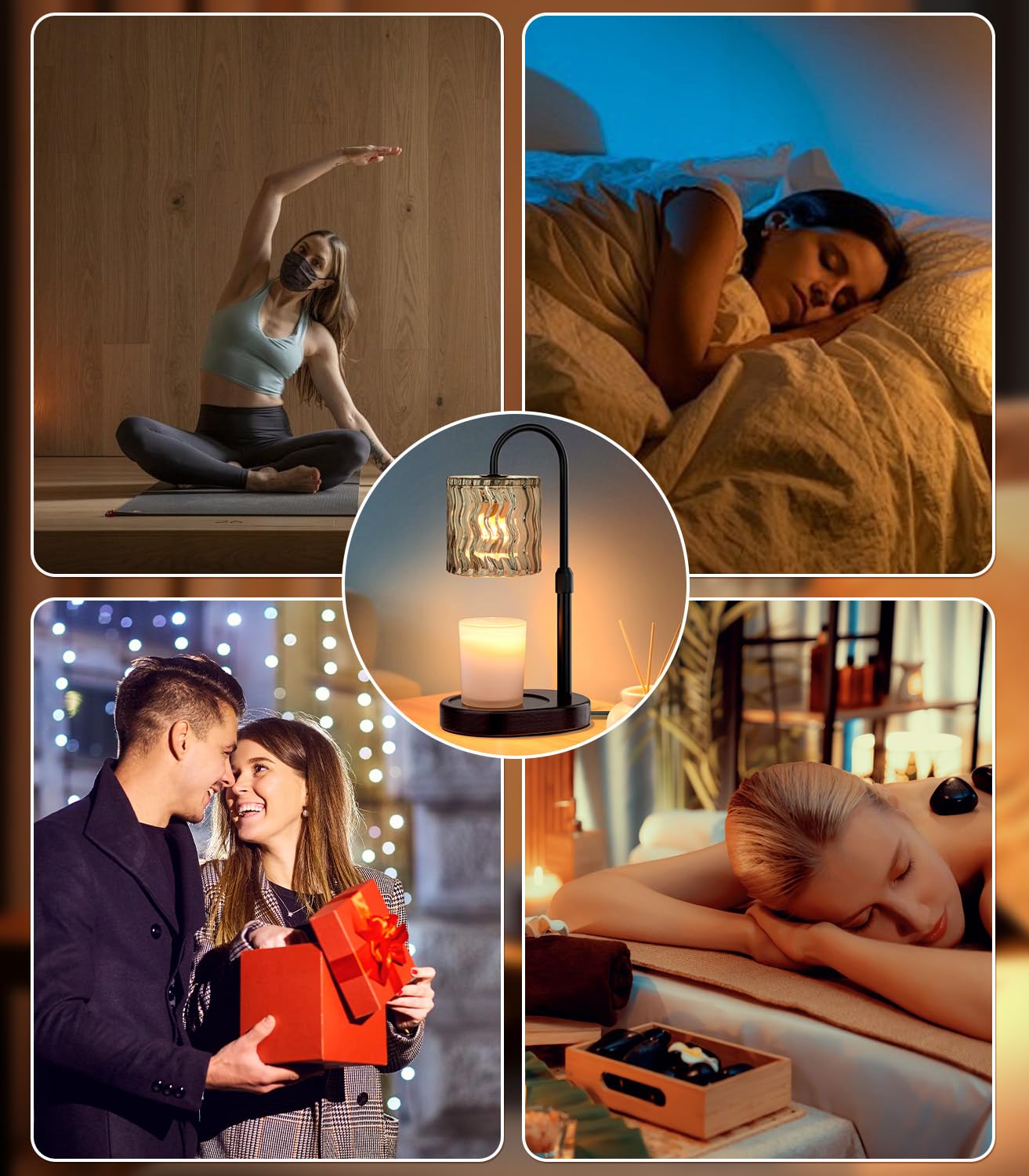 GOIUEDBZ Candle Warmer Lamp Electric Timer: Dimmable Candles Warming Lamps - Height Adjustable Burner Jar - No Flame Scented Melts Wax - All Candle Jars Home Decor Table Light