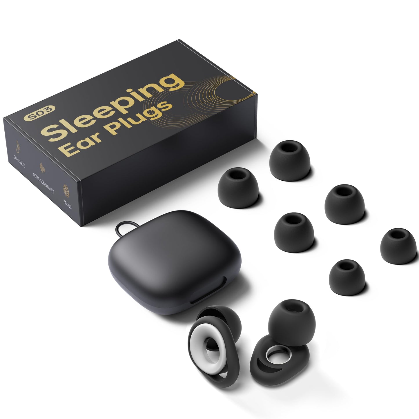 Ear Plugs for Sleeping Noise Cancelling, Reusable Silicone Earplugs for Sleeping, High Fidelity with Mute Layer for Noise Redution for Travel,Focus,28dB Noise Reduction (Black-White)