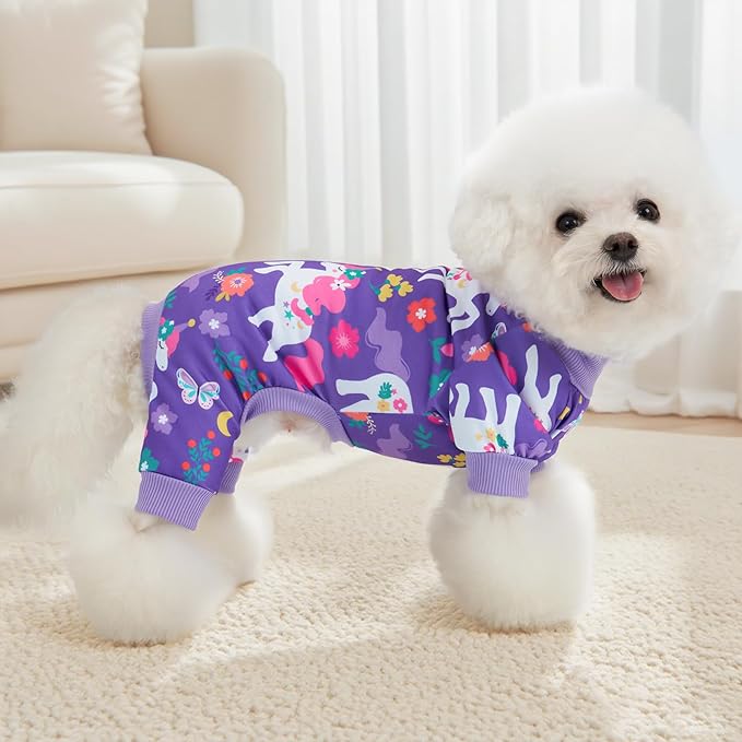 XPUDAC 4 Pieces Dog Pajamas for Small Medium Sized Dogs Stretchable Dog Pjs Soft Puppy Clothes Boy Girl Cats Pet Outfits, XX-Large