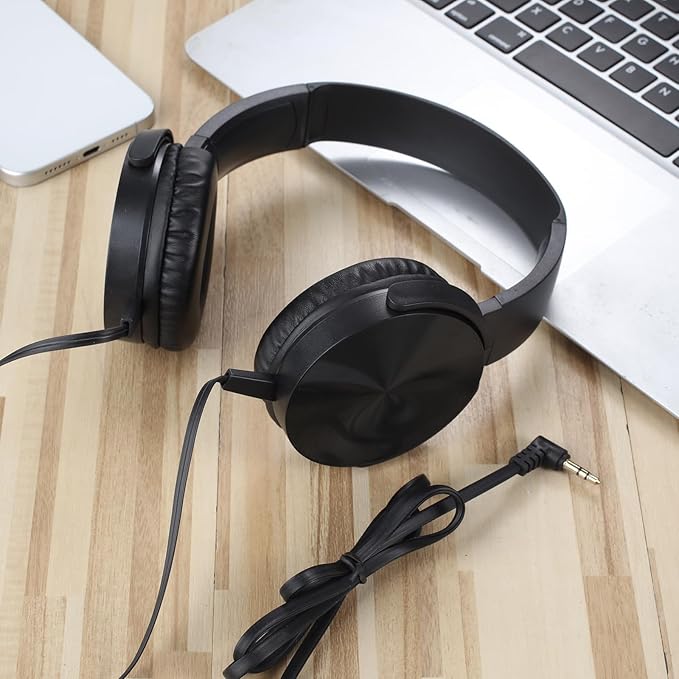 Kids Headphones 2 Pack for School Classroom Students, Wired Headphones Durable Class Set Earphones for Children Toddler Teens Boys Girls and Adult (LS450, Black)