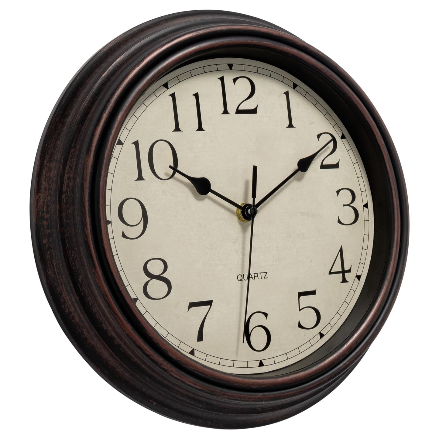 Foxtop Retro Silent Non-Ticking Round Classic Clock Quartz Decorative Battery Operated Wall Clock for Living Room Kitchen Home Office 12 Inch (Bronze)