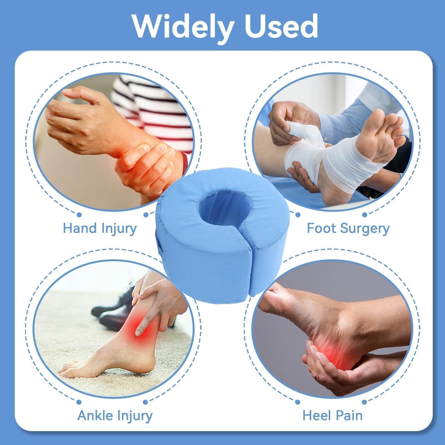 Beufee 2 PCS Foot Elevation Pillows, Blue Hand Ankle Foam Cushion Leg Hand Lifting Pillow Stabilizer with Ankle Heel Elevator Wedges Foot Support Pillow