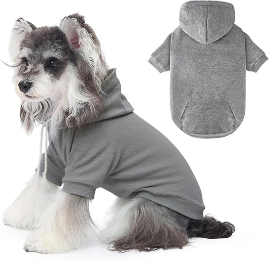 BAOBICUTE Dog Basic Hoodie Soft Dog Clothes Cold Weather Sweaters for Medium Large Dogs Cozy Fabric Warm Sweatshirt with Leash Hole (Grey, S (Back: 12.6",Chest:18.11", Neck: 13.78"))
