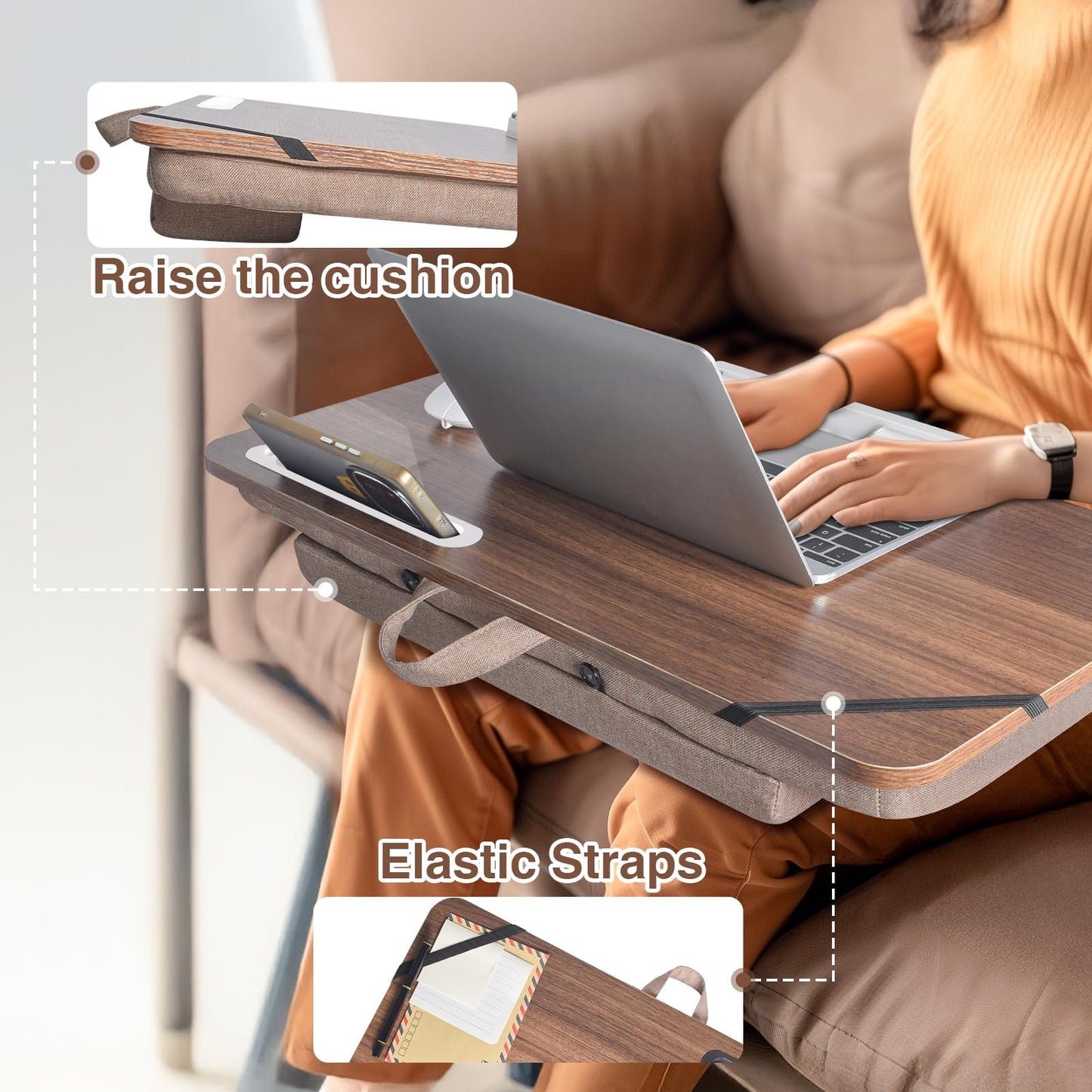 wishacc Lap Desk 24 inches Extra Large - Versatile and Comfortable for Work and Leisure