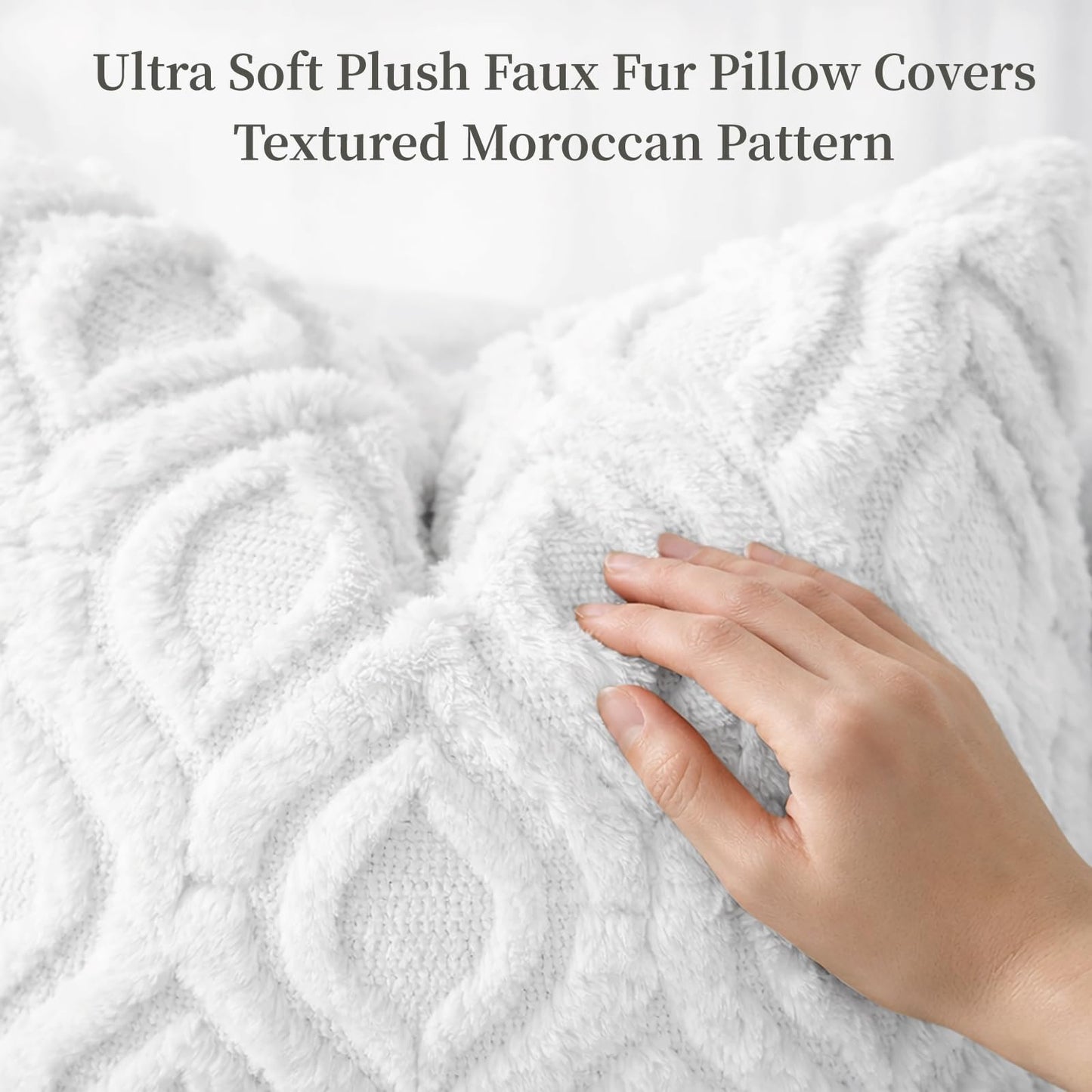 decorUhome Throw Pillow Covers 26x26 Inch Set of 2, Soft Plush Faux Wool White Solid Couch Pillow Covers, Accent Euro Sham Farmhouse Neutral Square Pillow Cases for Sofa Bed Living Room