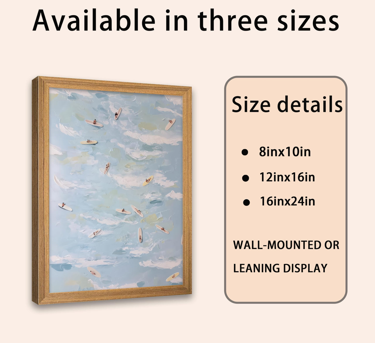 Ocean Bathroom Framed Canvas Wall Art Fashion Beachy coastal Painting Picture Wall Decor Summer Surfer Sports Wave Poster Print Artwork for Restroom Girl Room Home Decoration