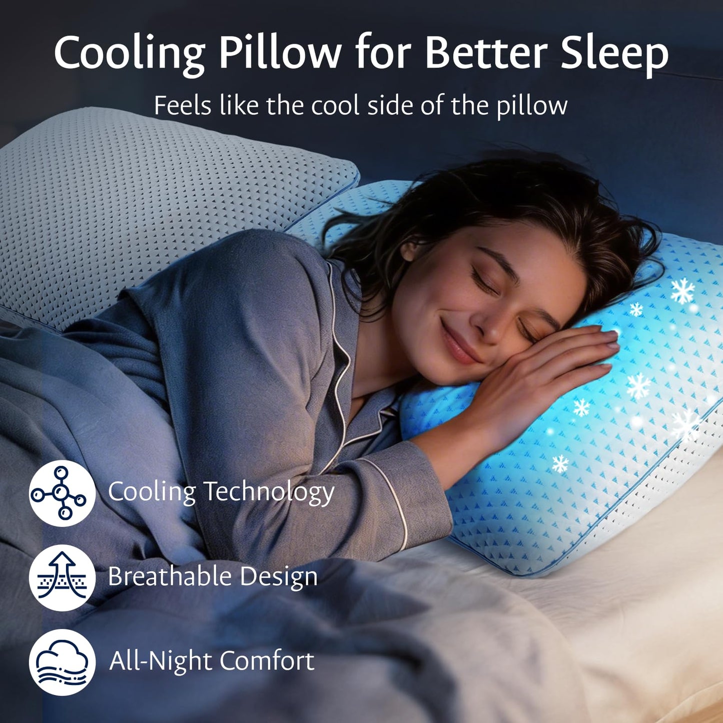 Cooling Gel Memory Foam Pillows Queen Size Set of 2 for Sleeping, Breathable Adjustable Firm Shredded Foam Cool Bed Pillows 2 Pack for Side, Back, Stomach, Hot Sleepers Soft Yet Support, CertiPUR-US
