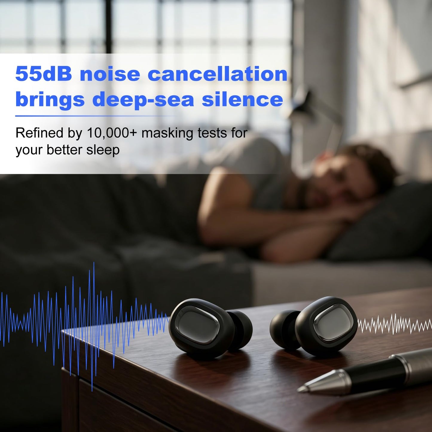 Ultra Soft Ear Plugs - 55dB (SNR) Noise Reduction Hearing Protection - Reusable Earplugs Flexible Comfortable Fit for Noise Sensitivity, Sleep, Work, Study, Airplane, Concerts & Festivals (Black)