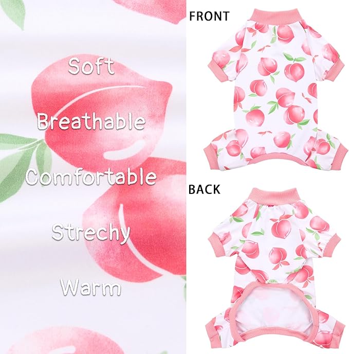 XPUDAC 4 Pieces Dog Pajamas Small Sized Dogs Boy Girl Strechy Soft Pjs Summer Pet Clothes for Dog Cat Puppy Onesies, S