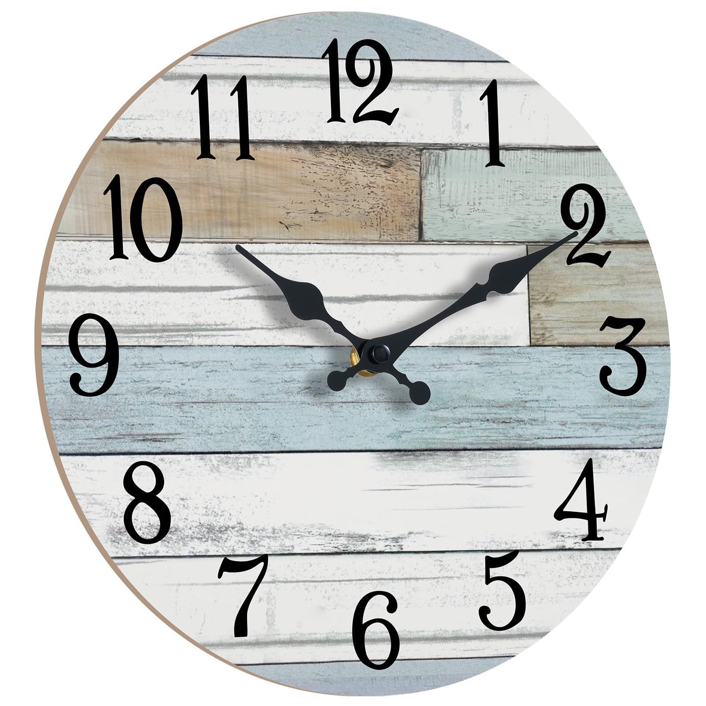 KECYET Wall Clock Battery Operated 12 Inch Silent Non Ticking Coastal Design Country Rustic Retro Decorative for Bathroom Kitchen Living Room Bedroom