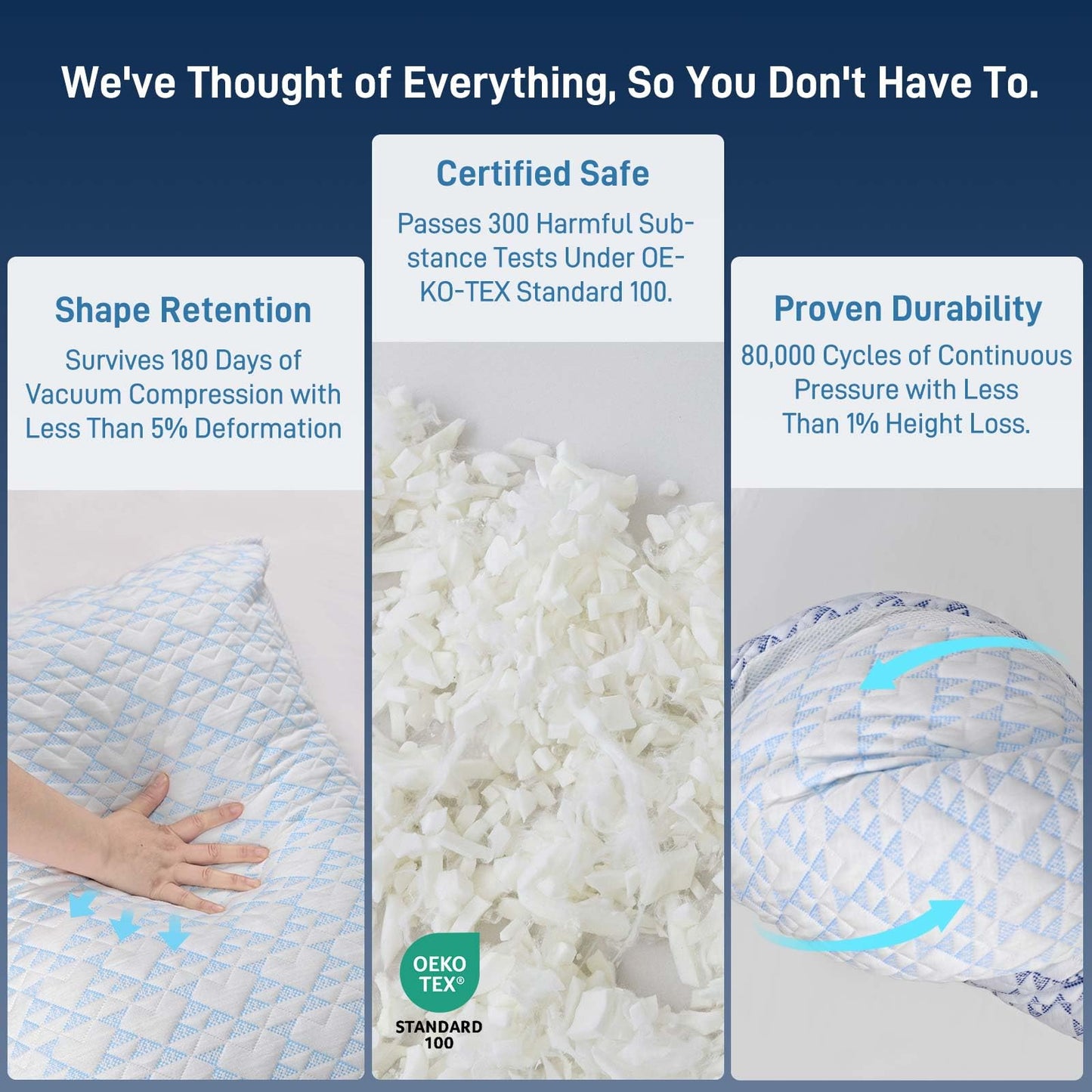 Cotelovo Shredded Memory Foam Soft Bamboo Viscose Pillows Adjustable Hypoallergenic Hotel Quality Bed Pillows for Side, Back and Stomach Sleeper, Oeko-TEX Certified Queen Size Set of 2