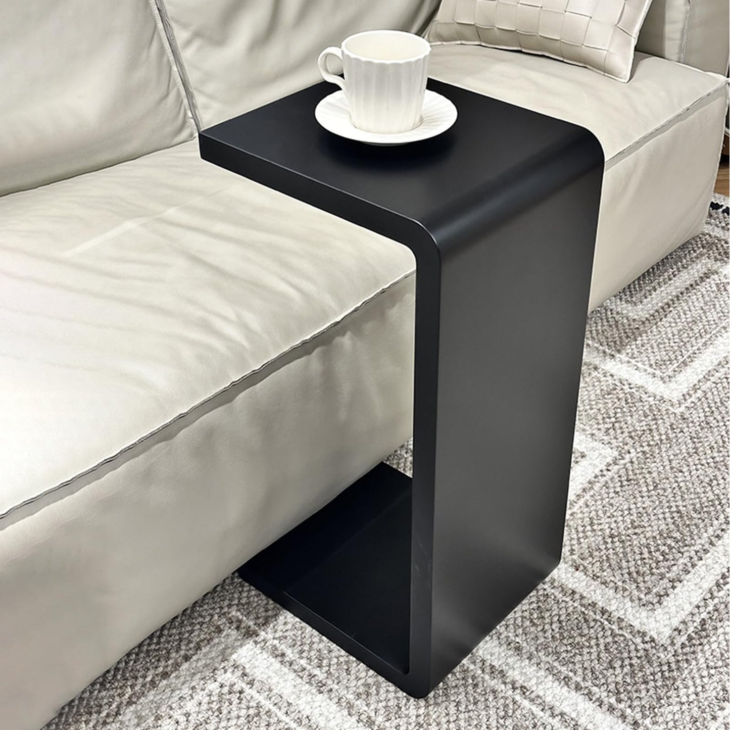 TTYXSUEPT C-Shaped Side Table, Solid Wood End Table for Couch Sofa and Bed, Wooden C Tables for Living Room Bedroom, Small Snack Tray Table for Space Saving (2, 27.2" H-Brown)