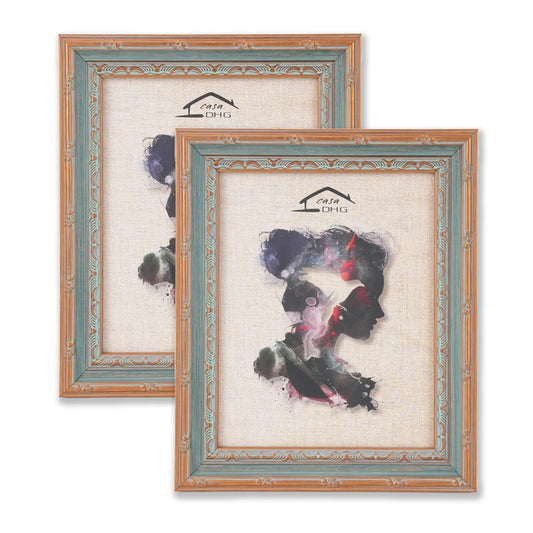 CasaDHG 2 Pack 8x10 Vintage Antique Picture Frames, Retro Design for Home, Office & Wedding Decor,Blue