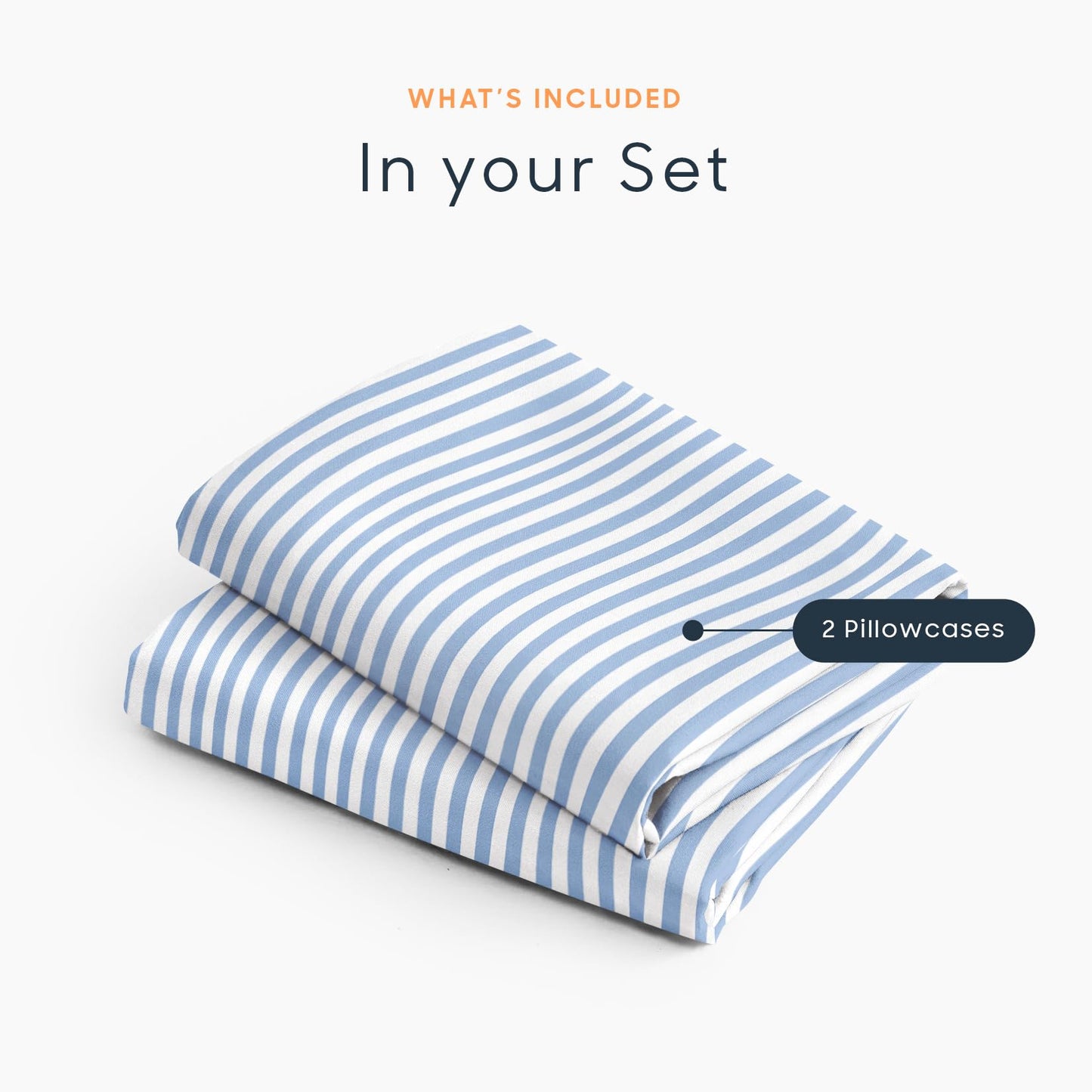 Wake In Cloud - Striped Pillow Cases, Ticking Vertical Pin Stripe Modern Farmhouse Pattern Printed, Set of 2 Soft Pillowcases Pillow Shams Covers, Blue White, Standard Size 20x26 Inches