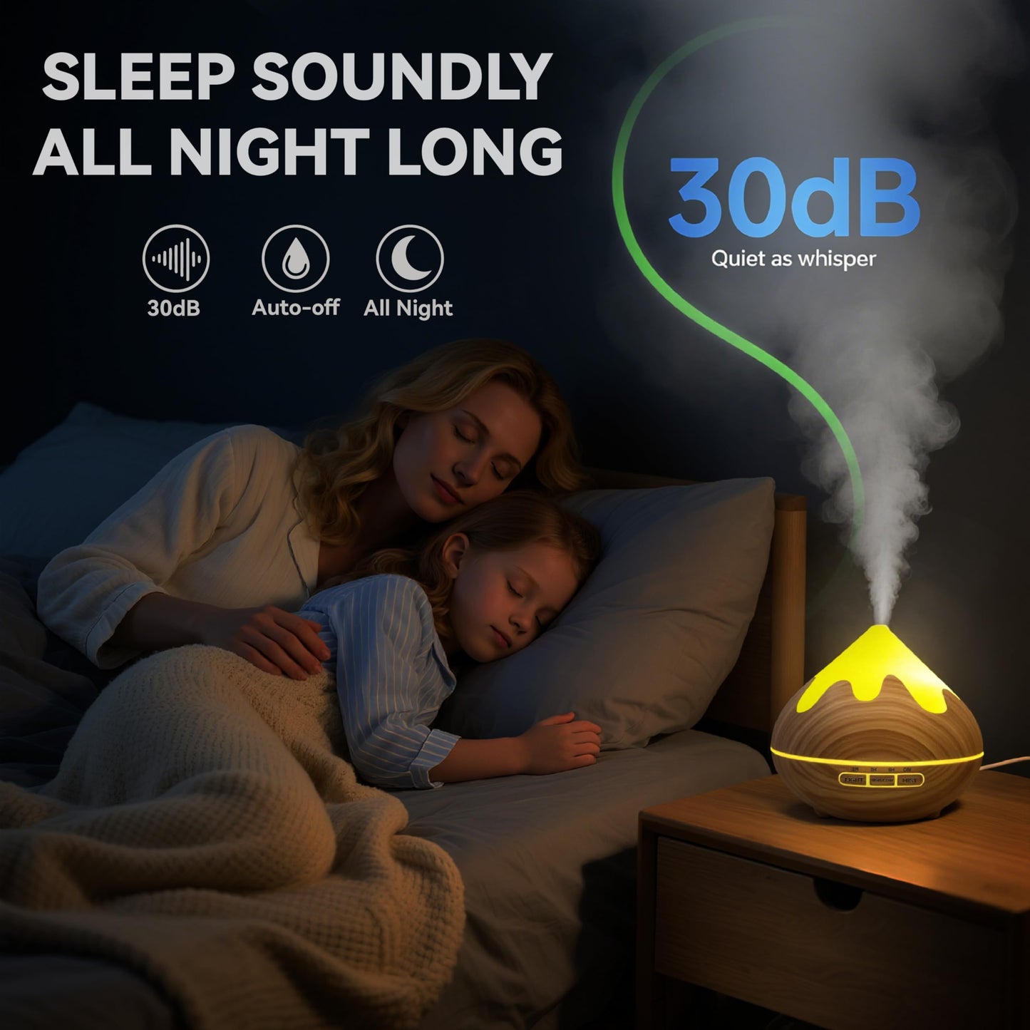 GLOXA 500ML Essential Oil Diffuser, Aromatherapy Diffuser with Remote Control, Multifunctional Air Diffusers for Home Office Room, Fragrance Aroma Diffuser with 7 Color LED & 2 Mist Mode, Brown