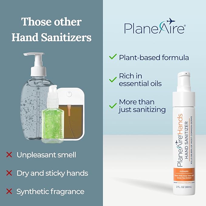 Orange Pineapple Gel Hand Sanitizer | Soothing, Moisturizing, Hydrating | Tropical Scent | Essential Oils, Green Tea Extract, Aloe, and Vegan Glycerin | TSA-Approved Travel Essential | 6-pack