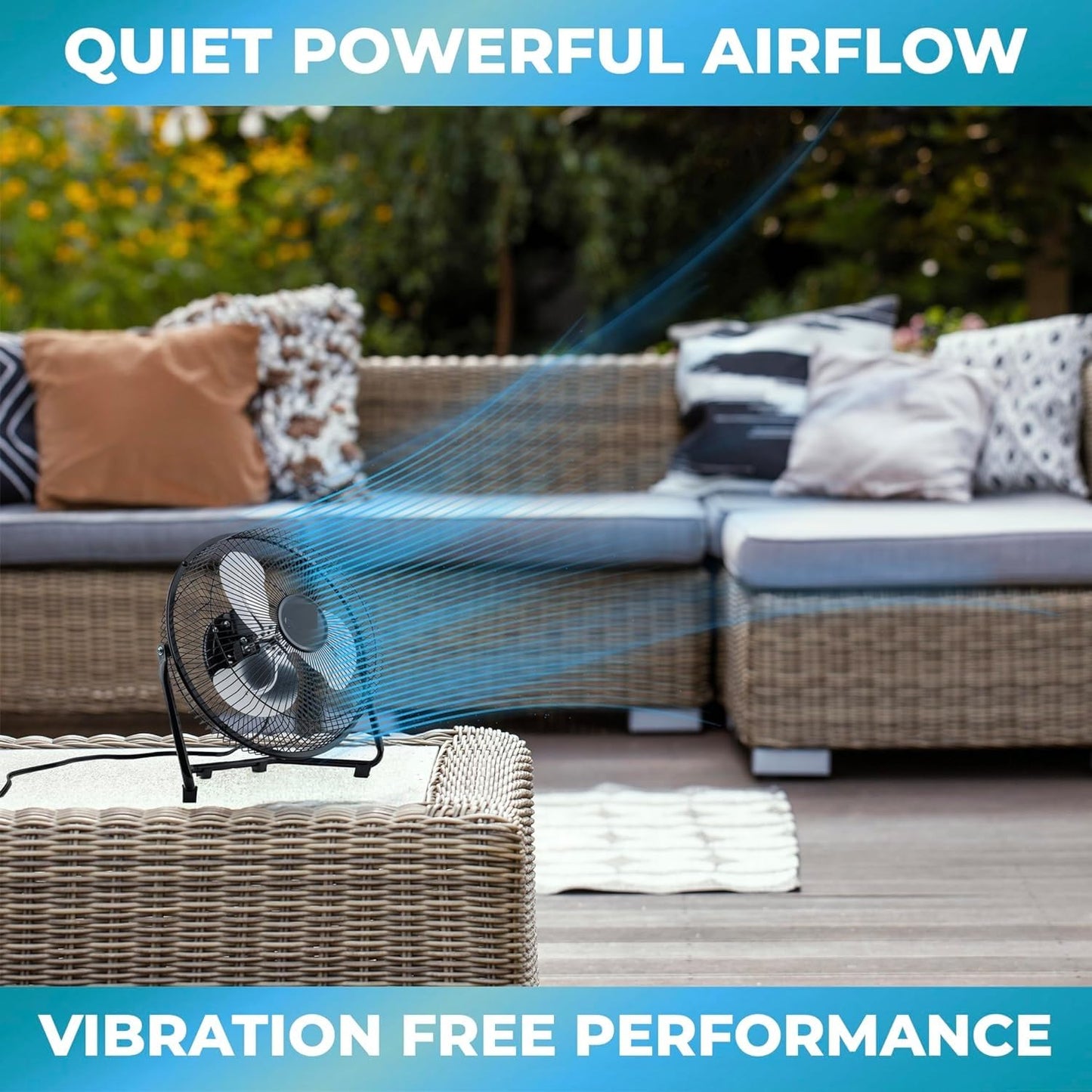 EZ-CHILL 9" Cradle Floor Fan, 3 Speed, Electric, 180 Degree Adjustable Tilt, All Metal, Carry Handle, Rubber Feet, Table Fan, Airflow 12.57 ft/sec, Ideal for Home, Bedroom & Office, MTFDB-9