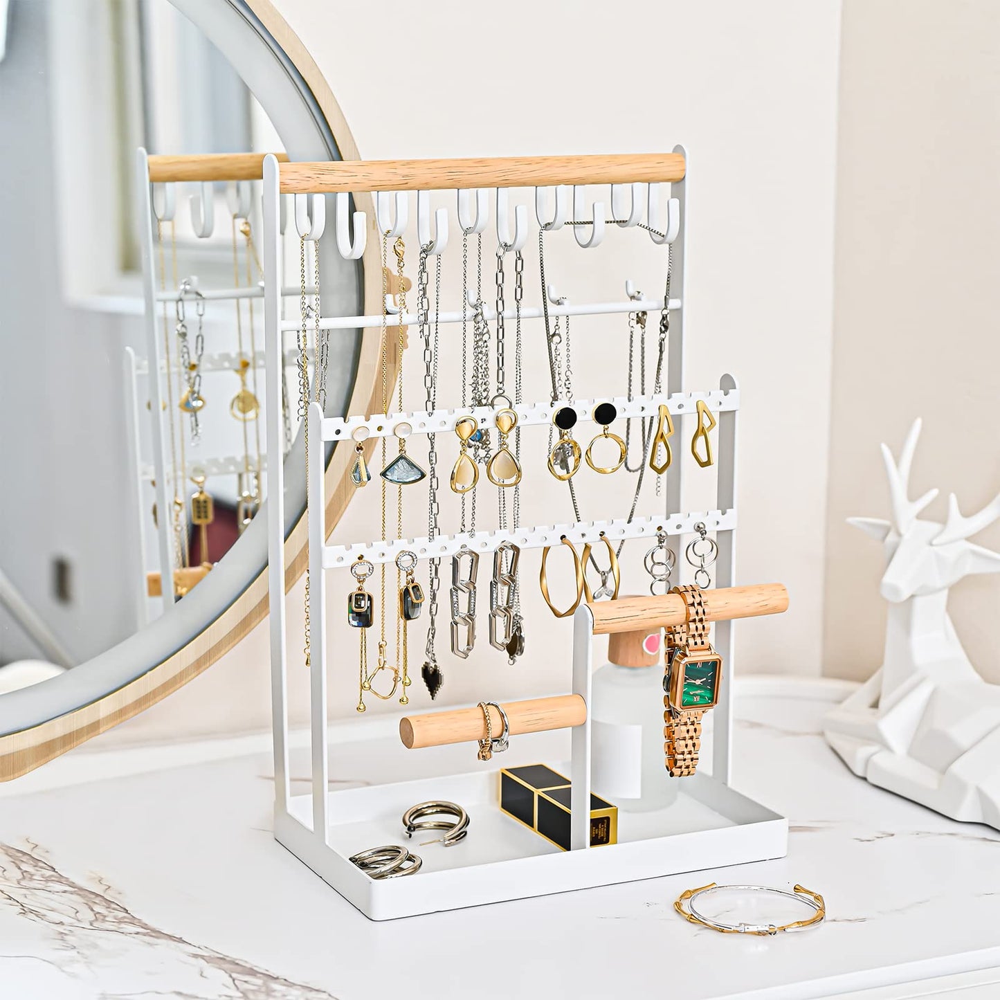 ProCase Jewelry Organizer Stand Bundle with Travel Jewelry Organizer Case