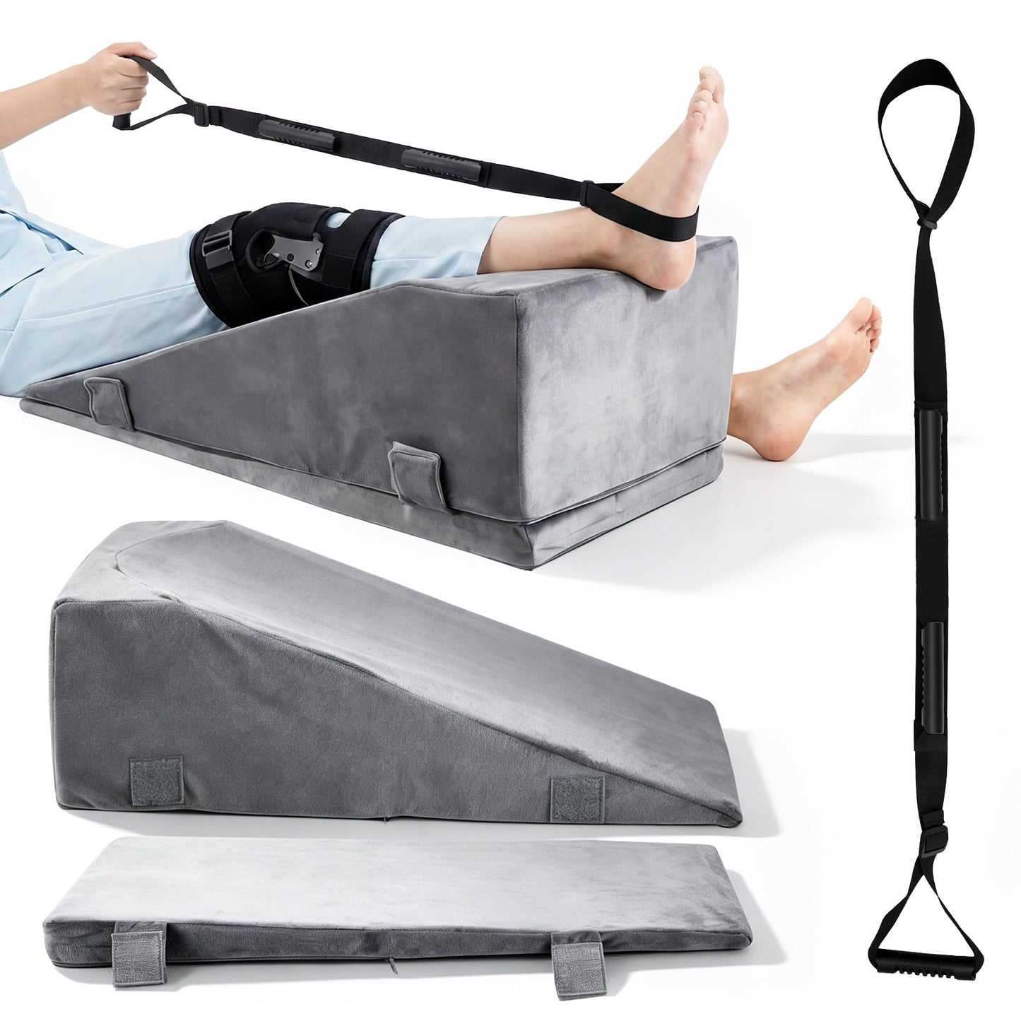 Leg Elevation Pillows for After Surgery, 2 in 1 Leg Lifter for After Knee Surgery with Leg Lifter, Adjustable Wedge Pillow Relieves Joint Pain After Surgery Ergonomic Curve for Hip Ankle Pain Relief