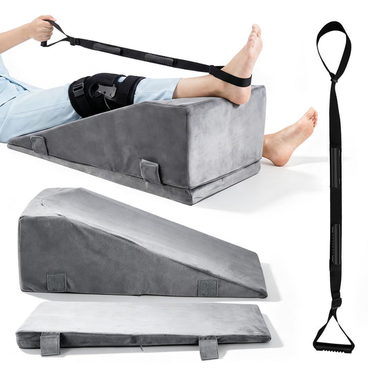 Leg Elevation Pillows for After Surgery, 2 in 1 Leg Lifter for After Knee Surgery with Leg Lifter, Adjustable Wedge Pillow Relieves Joint Pain After Surgery Ergonomic Curve for Hip Ankle Pain Relief