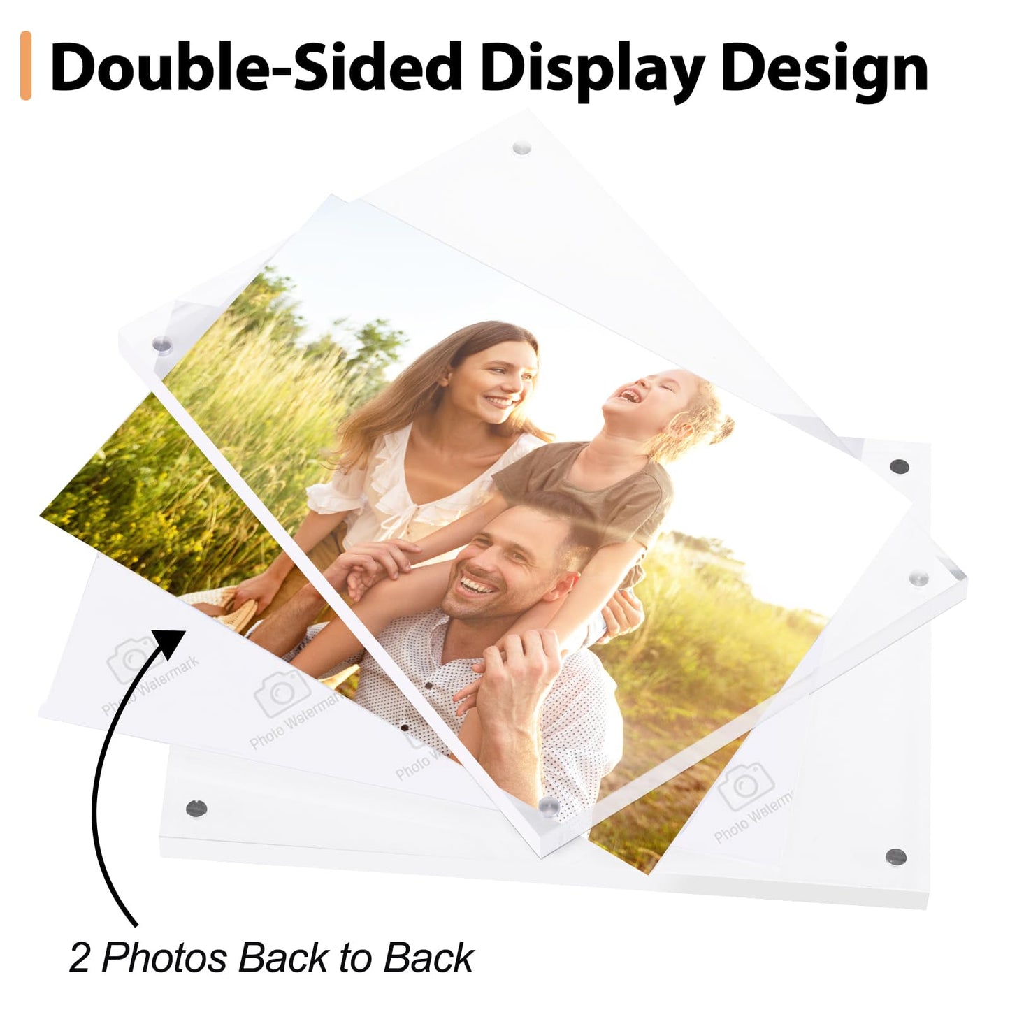 Fixwal 5x7 Acrylic Picture Frame, 3 Pack Thick Clear Double-Sided Magnetic Frames, Frameless Photo Frames for Desktop Tabletop Display