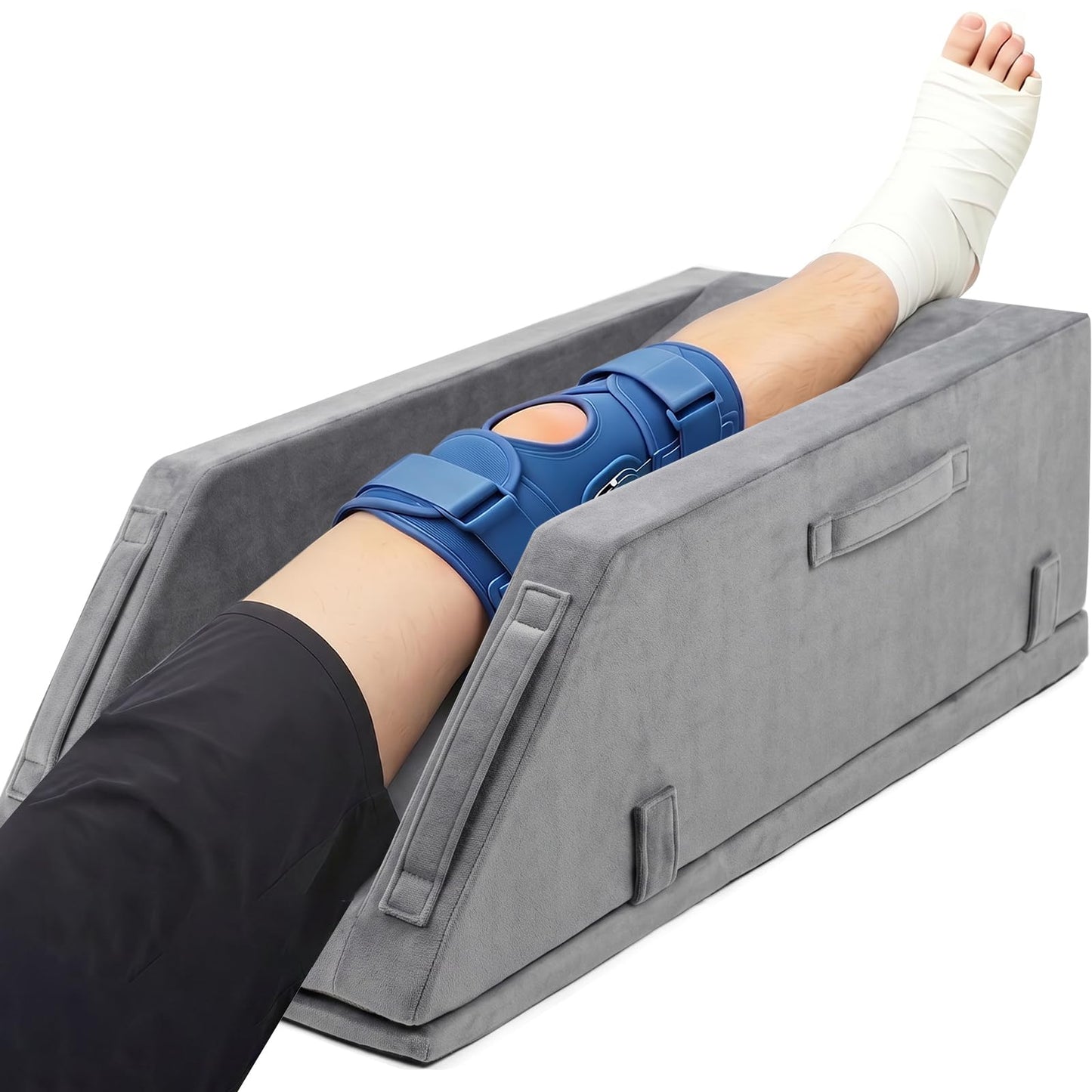 LEEHON Leg Elevation Pillows for After Surgery, Ergonomic Keeps Knee Straight, Adjustable Height Knee Replacement Recovery Aids, Suitable for Surgery, Injury, or Rest, Washable Cover, Single Leg