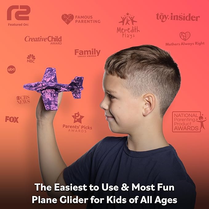 Foam Airplanes for Kids - Best Girl Toys Age 4 & Up - Engaging Toy for 7 Year Old Girl Birthday Gifts - Stocking Stuffers for Girls All Ages - Fun Sports Toy & Party Favors & Outdoor Toys Age 6-8+