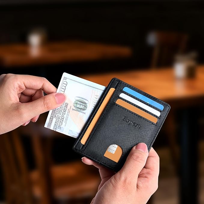 Espera Slim Minimalist Wallet for Men and Women, RFID Blocking Credit Card Holder, Thin Front Pocket Travel ID Case, Gifts for Men