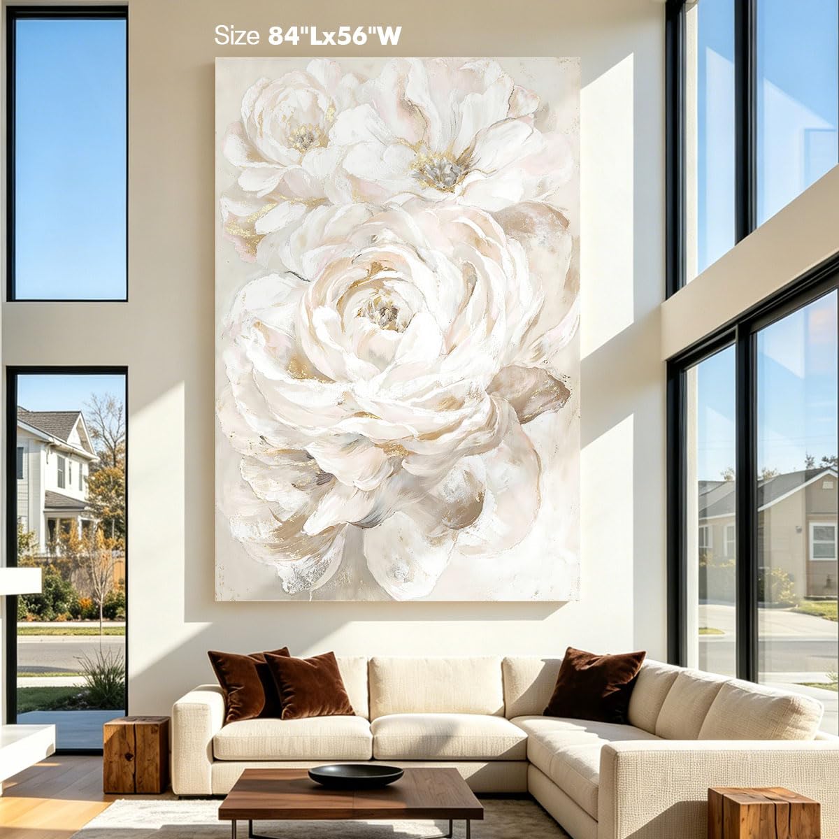 Iridesart Peony Wall Art Canvas Floral Pictures for Bedroom Living Room