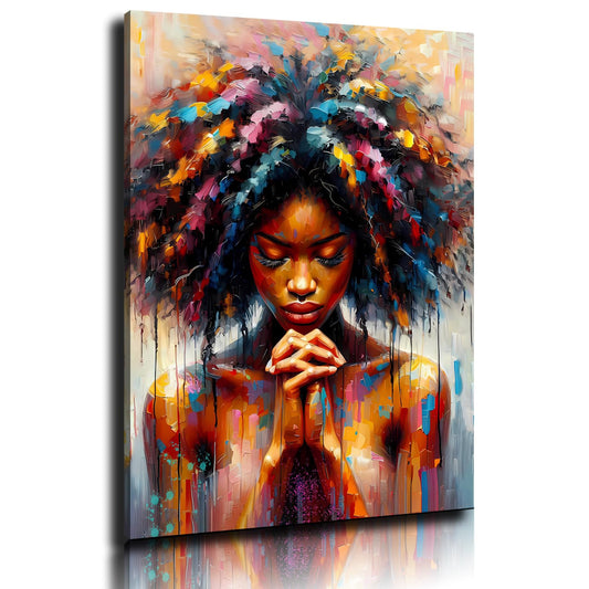 Abstract Woman Wall Art Canvas Print Framed Poster Picture Modern Artwork Wall Decor 24x16 Inch Colorful Portrait Canvas Artwork for Living Room Bedroom Office