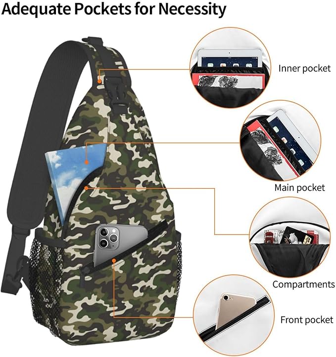 QFXUYNG Green Adult Sling Bag Unisex Chest Bags Crossbody Backpack Casual Daypacks Shoulder Bag for Women Men Cycling Hiking Travel