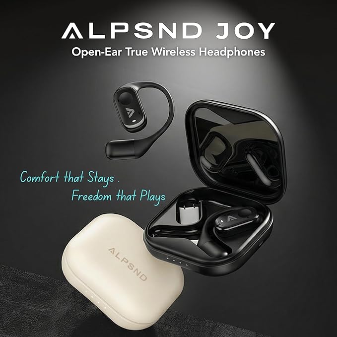 Joy Open-Ear Headphones, Over-Ear, Around-Ear Earhook Wireless Earbuds, Sports Fit for Running & Workouts, ENC Clear Calls, HD Sound, App EQ, Bluetooth 5.4, 40H Battery, IPX4 Sweatproof (Black)