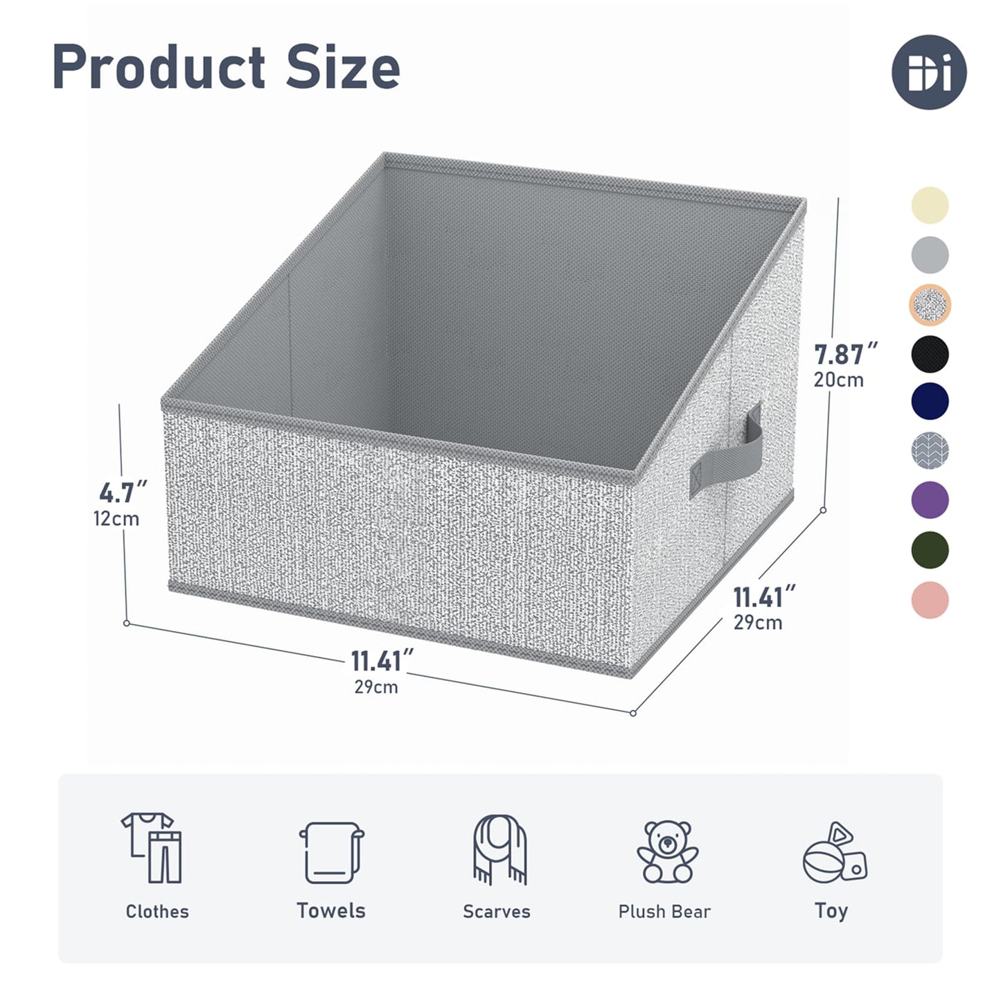DIMJ Closet Storage Bins - Fabric Storage Baskets for Shelves, Collapsible Closet Organizers and Storage with Handles, Trapezoid Shelf Organization Storage Cubes for Purse, Toys, Books, Towel, Socks