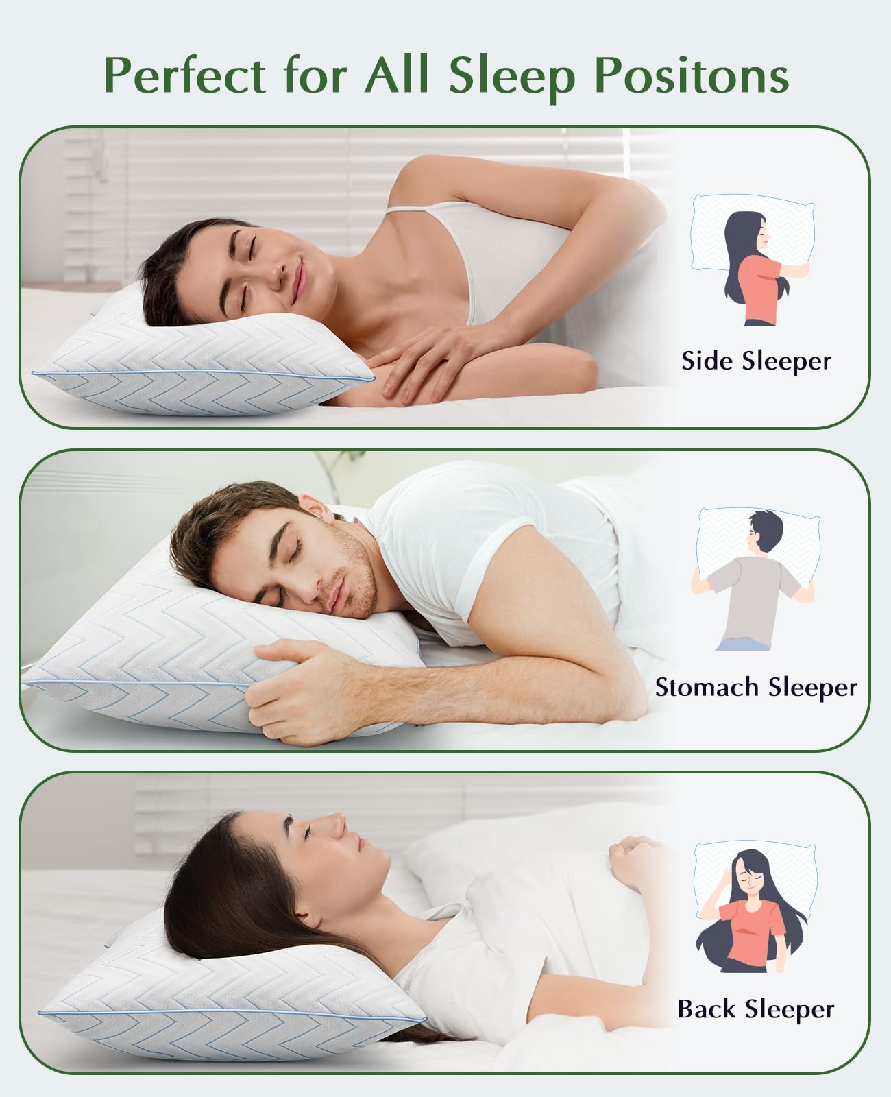 DIORIS King Size Pillows Set of 2 - Hotel-Quality Down Alternative Bed Pillows for Back, Side & Stomach Sleepers, Cooling Breathable Microfiber Fill, Medium Firm Support for Neck & Shoulders